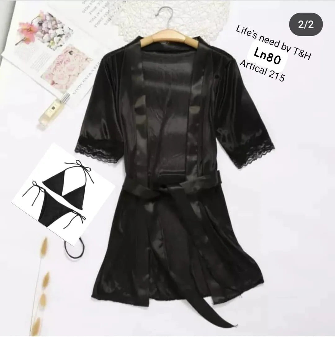 Silk Plain Comfortable And Lightweight Nightwear Set