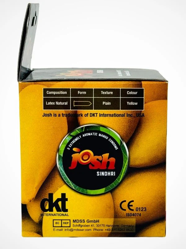 Josh Sindhri Condoms - 12 x 3 Mango Flavor Condoms Pack