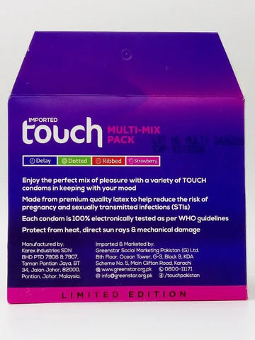 Touch Condoms Multi Mix Pleasure Pack - 6 x 4 Pack of Condoms