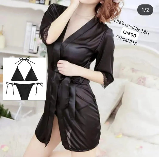 Silk Plain Comfortable And Lightweight Nightwear Set