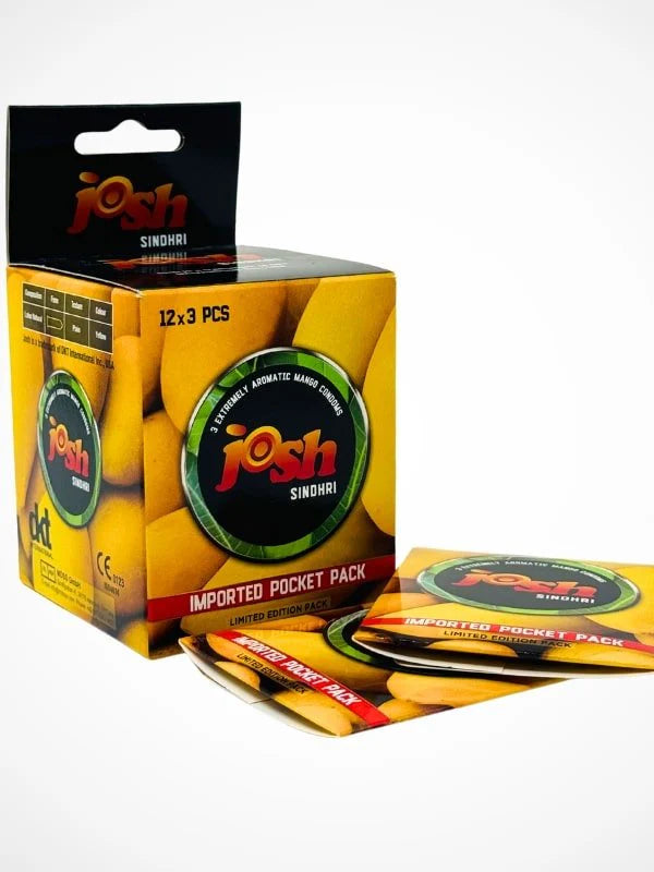 Josh Sindhri Condoms - 12 x 3 Mango Flavor Condoms Pack